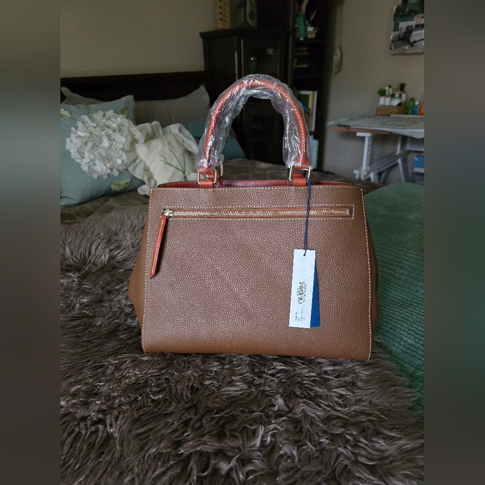 Dooney & Bourke Pebble Grain Zip Satchel Bark R1930BF NWT - Picture 5 of 7